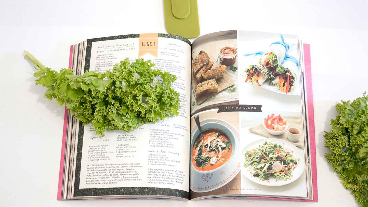 Image of a nutritional receipt book with lettuce